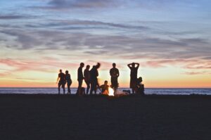 people enjoying a campfire