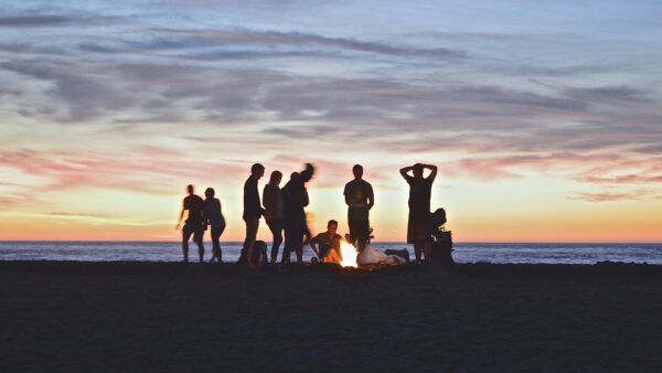 people enjoying a campfire